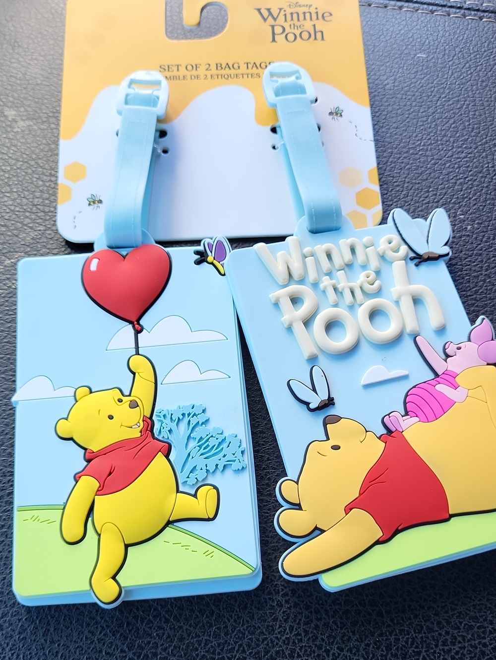 Disney Winnie The Pooh Blue Silicone Bag Tags - Set of 2 Li
